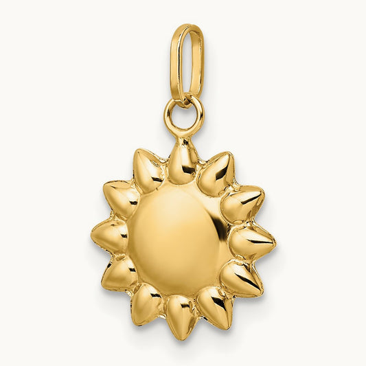 Polished Puffed Sun Pendant, 14K