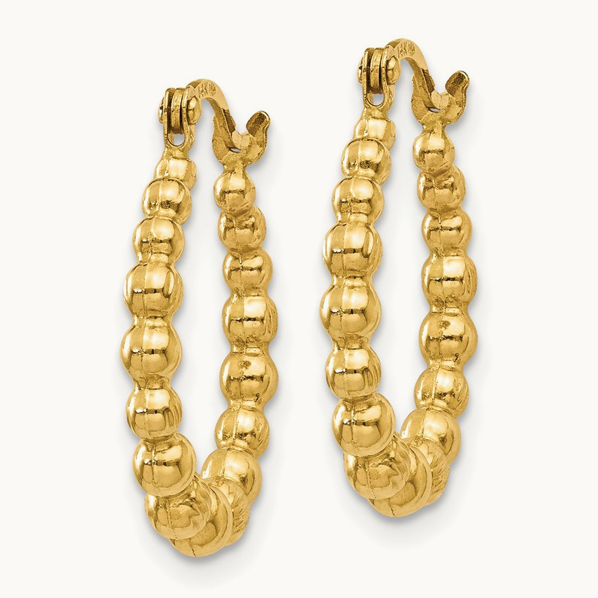 Beaded Hoop Earrings — 14K Yellow Gold