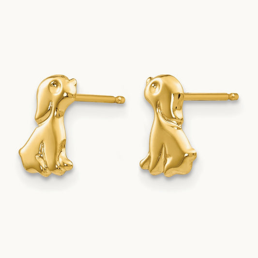 Madi K Sitting Dog Post Earrings, 14K