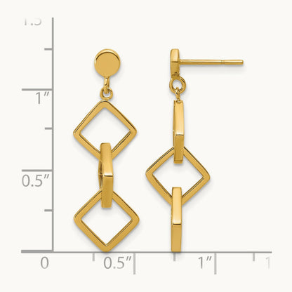 Polished Square link Dangle Post Earrings, 14K — Leslie's