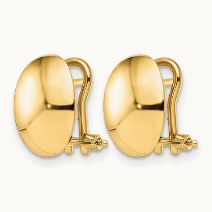 Polished Omega Back Earrings, 14K — Leslie's