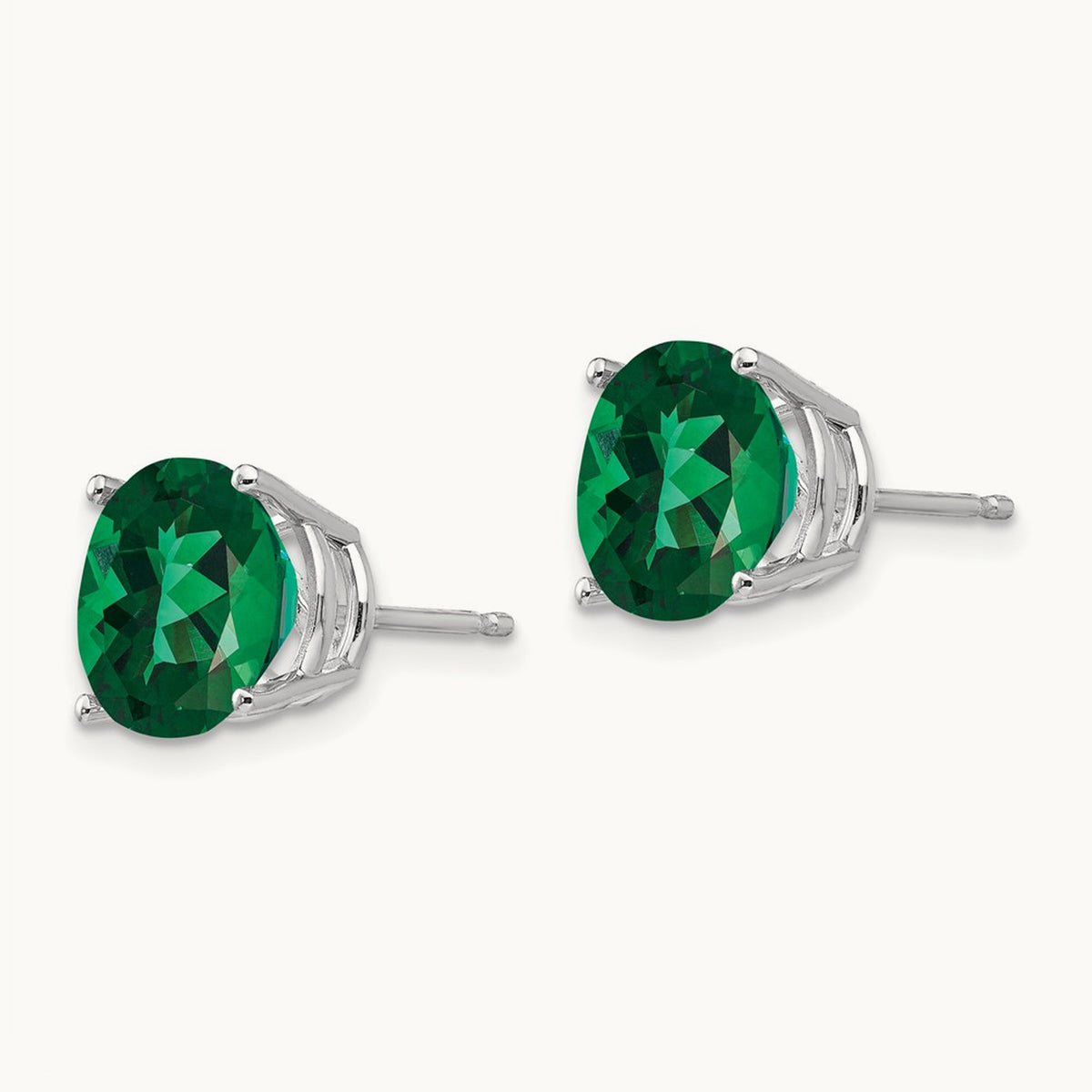 Mount St. Helens Round Stud Earrings, 14K White Gold