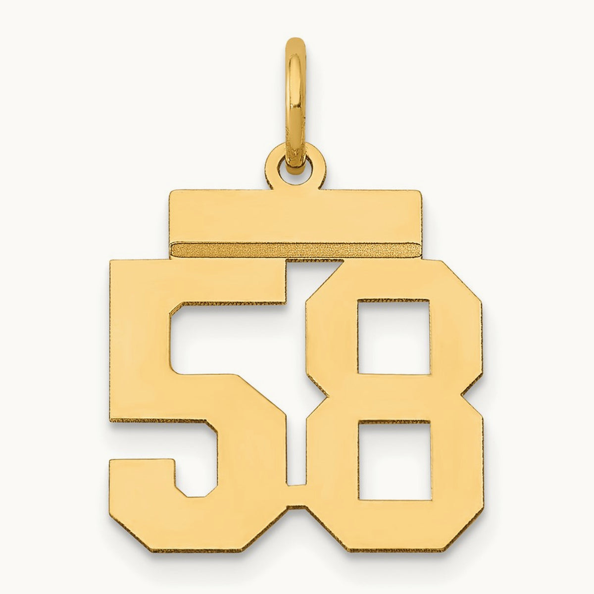Small Polished Number 58 Charm, 14K