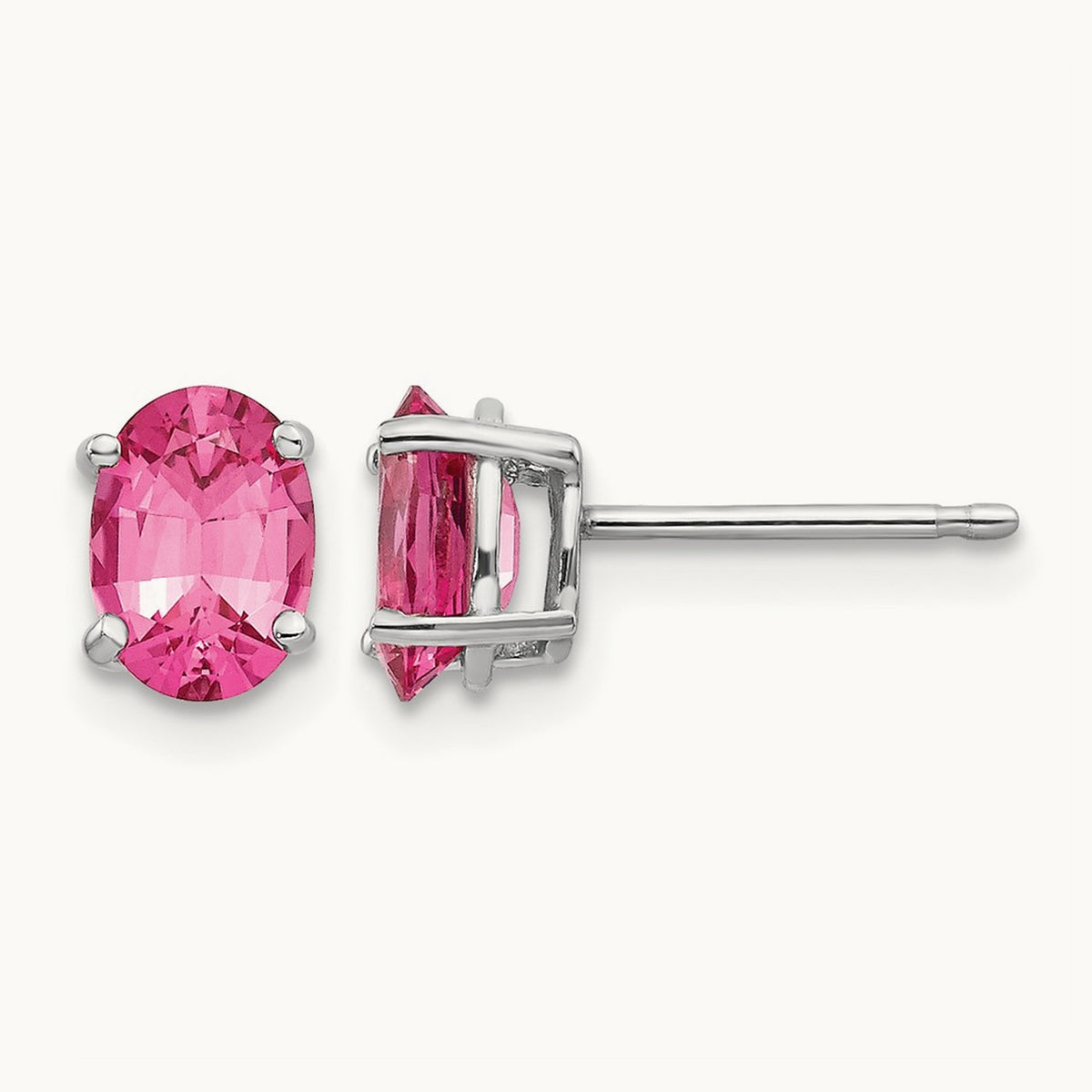 Pink Spinel Earrings, 14K White Gold