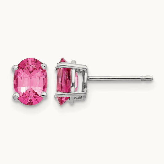 Pink Spinel Earrings, 14K White Gold