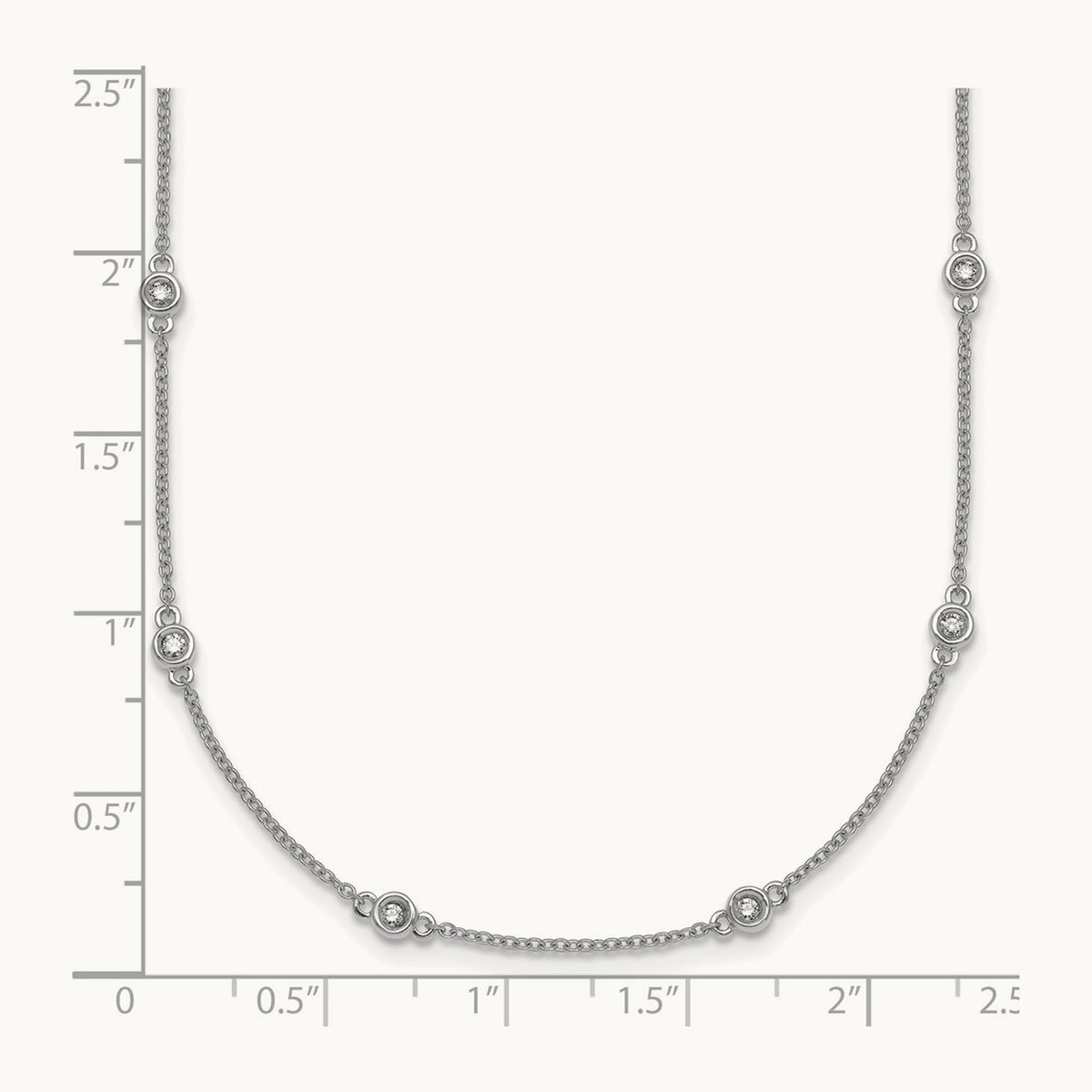 Diamond Station Cable Necklace, 14K White Gold