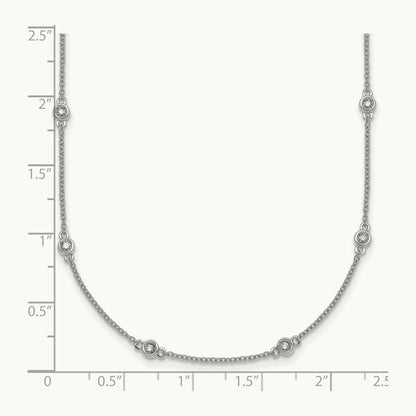 Diamond Station Cable Necklace, 14K White Gold
