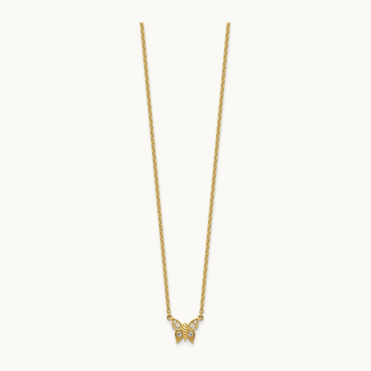 Polished Diamond Butterfly Necklace, 14K