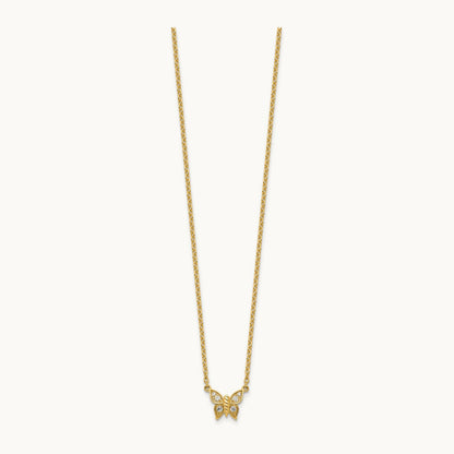 Polished Diamond Butterfly Necklace, 14K