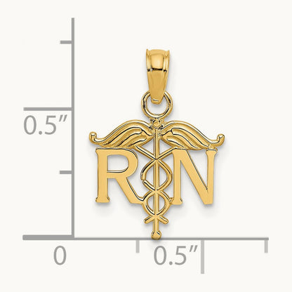 RN Registered Nurse Pendant — 14K Yellow Gold