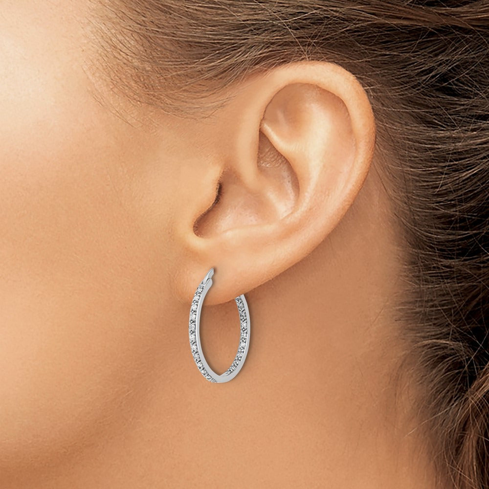 In/Out Hoop Earrings, 0.50-0.75 ct tw Lab-Grown Diamond — 1/2 ct, 14K White Gold