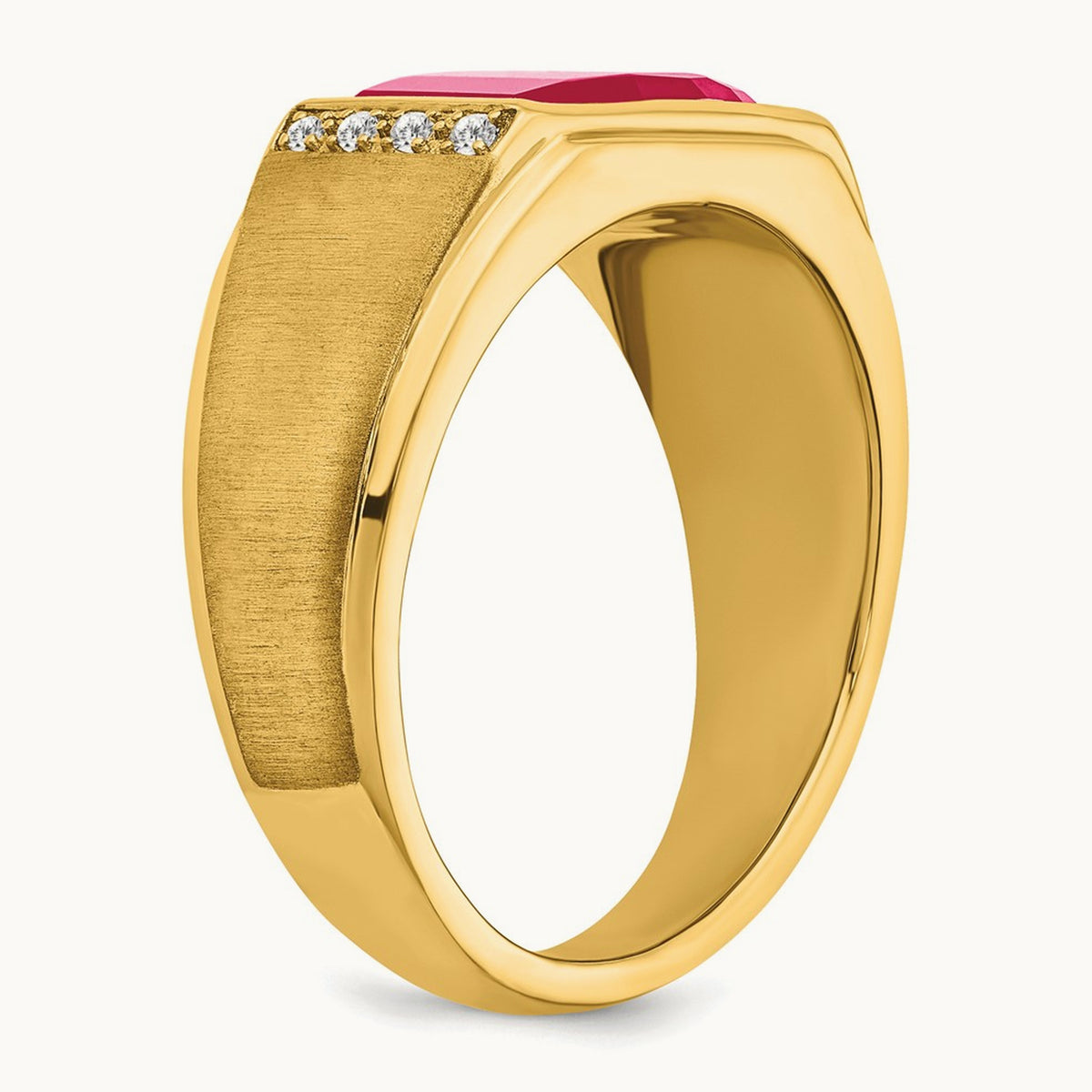 Created Ruby and Diamond Mens Ring, 14K