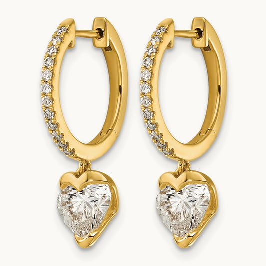 Heart Hoop Dangle Earrings, 2.25 ct tw Lab-Grown Diamond