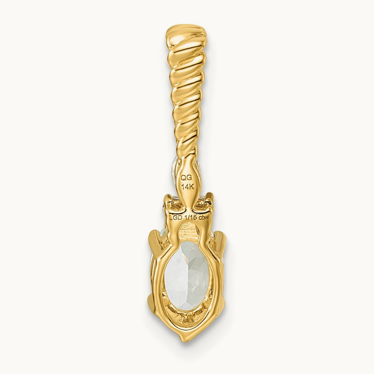 Polished Diamond and Aquamarine Twisted Chain Slide, 14K