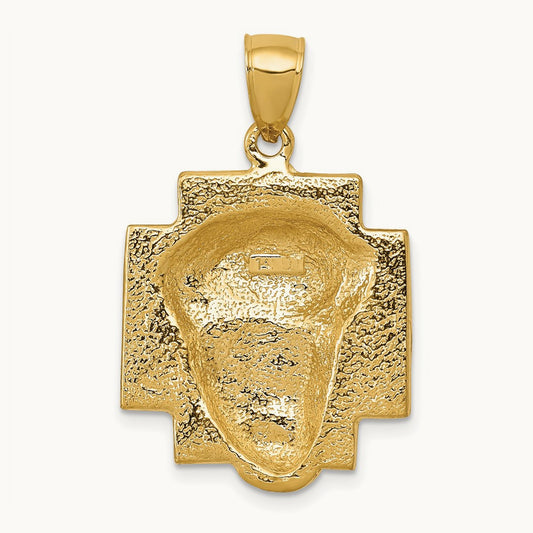 Polished Large Jesus Head With Crown Pendant, 14K Gold