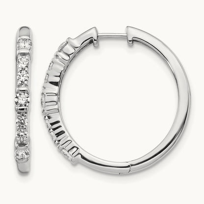 Diamond Hinged Hoop Earrings, 14K White Gold