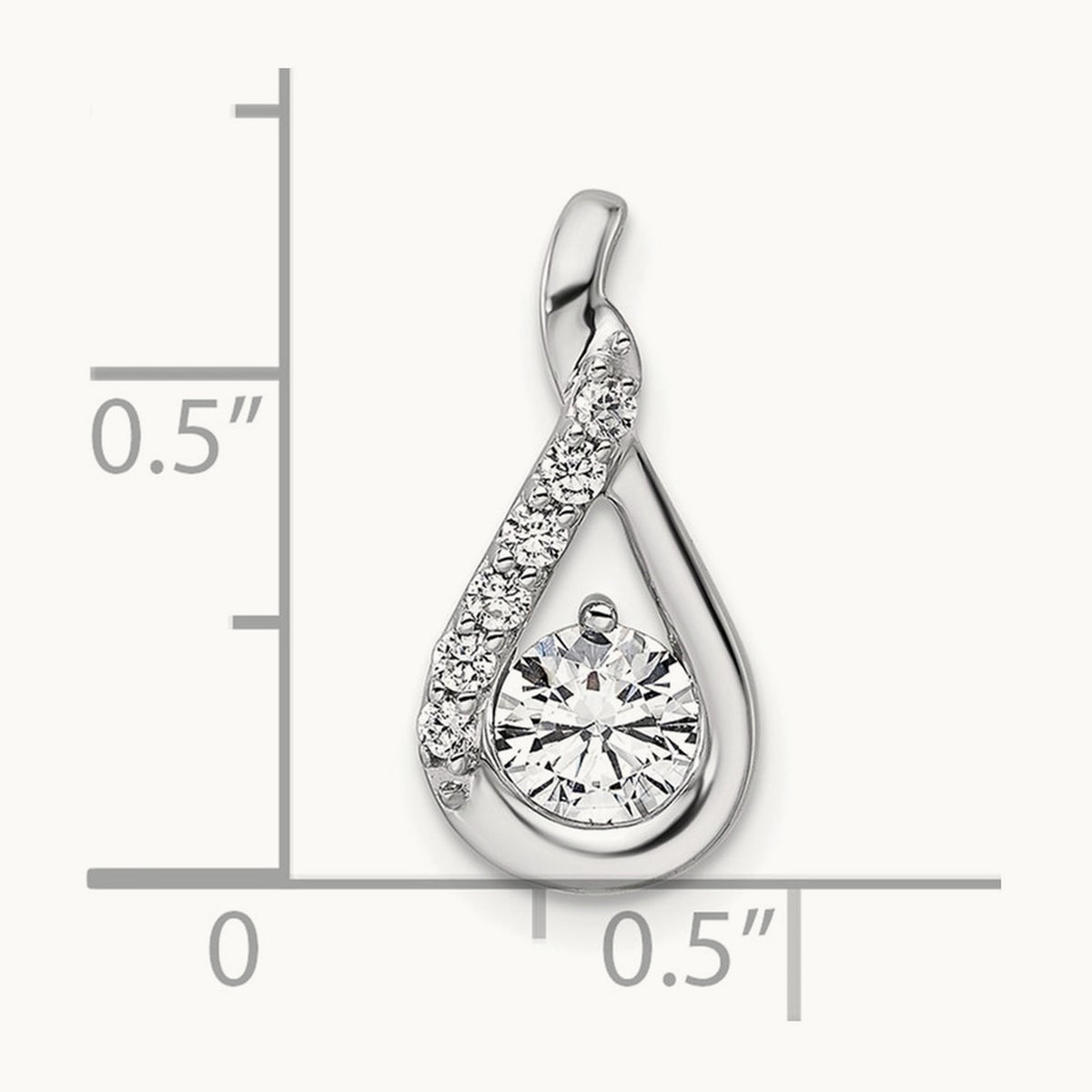 Polished Diamond Complete Tear-drop Chain Slide, 14K White Gold