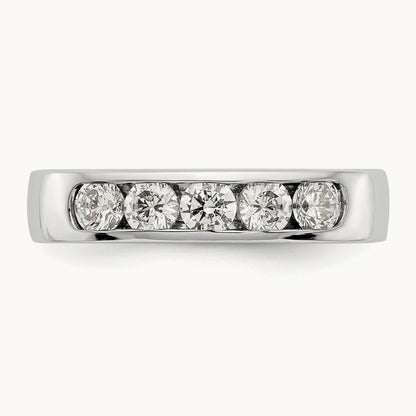 5- Stone Closed Channel Band Mounting, 3.4mm, 14K White Gold