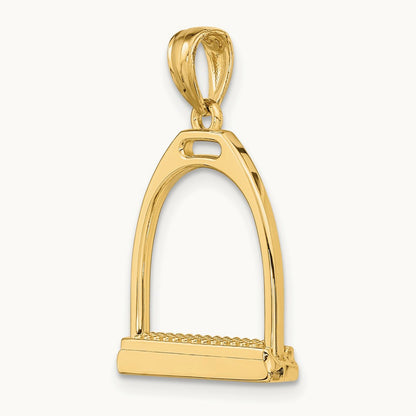 3-D and Polished Large Horse Stirrup Charm, 14K