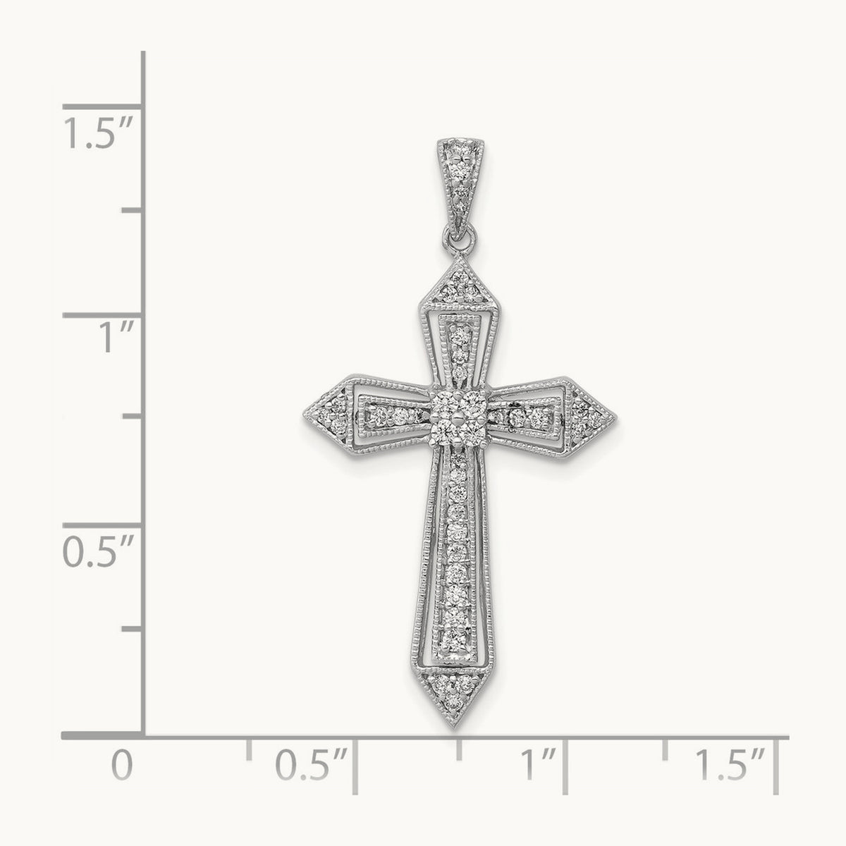 Diamond Passion Cross Pendant — 14K White Gold, 35.5mm