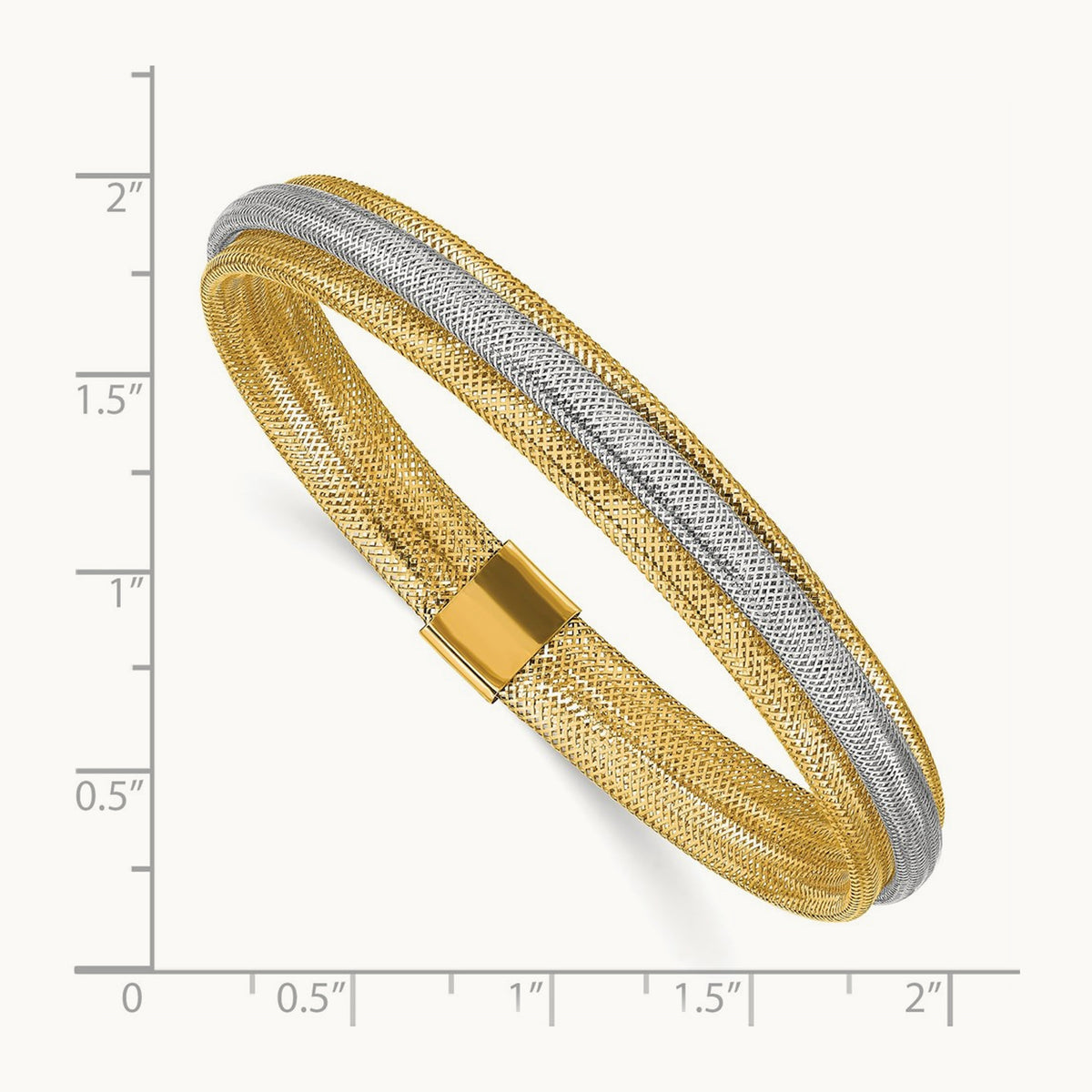 w/Rhodium Polished Mesh Stretch Bracelet, 14K — Leslie's