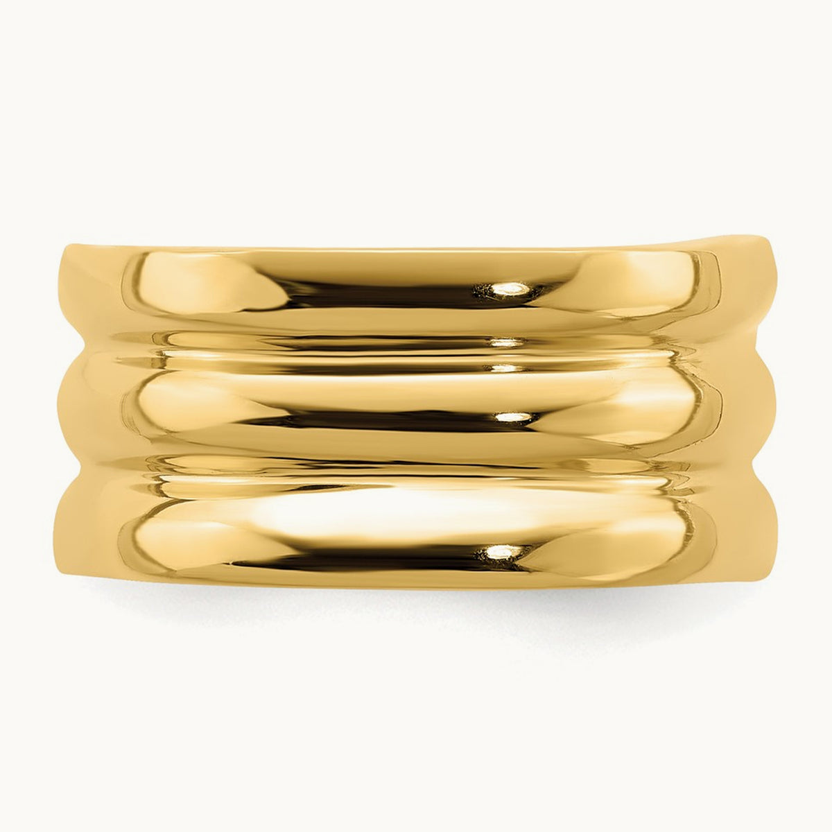 Polished Triple Ridge Dome Ring, 14K