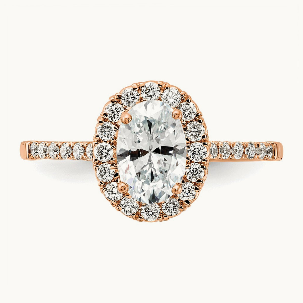 Oval Halo Engagement Ring, 0.25-2.50 ct tw Lab-Grown Diamond — 1 3/8 ct, VS (Best) · Certified, 14K Rose Gold