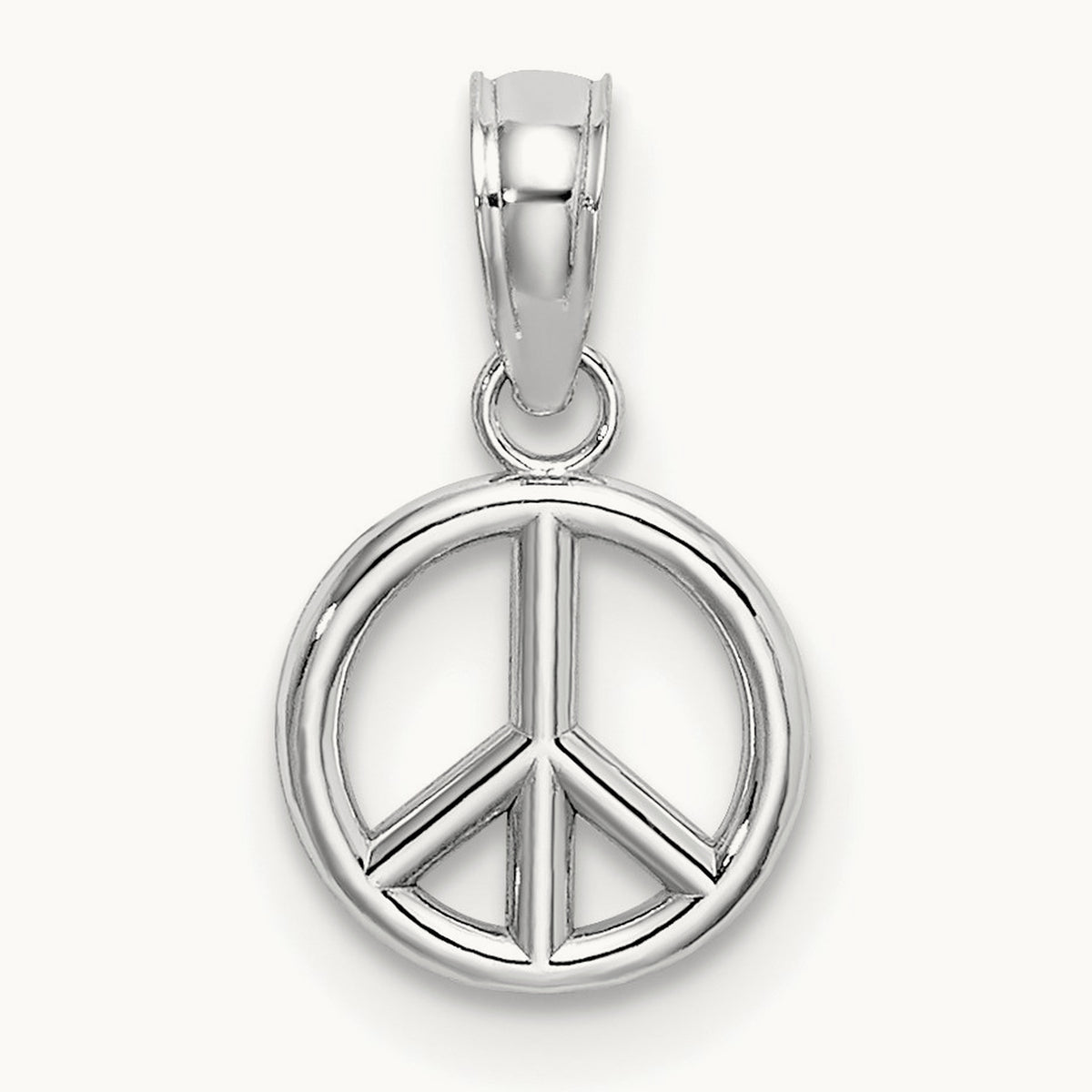 3-D Peace Symbol Charm — 14K White Gold, 14mm