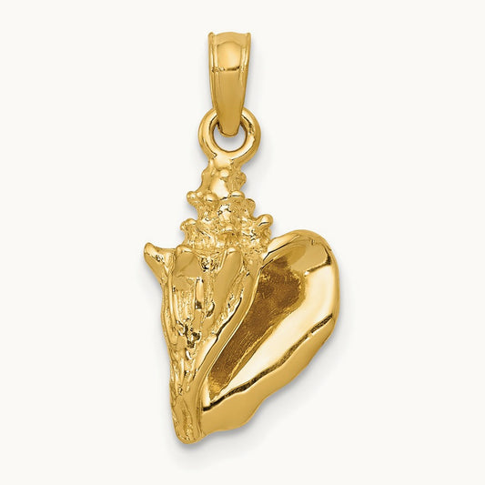 3-D Conch Shell Pendant, 14K