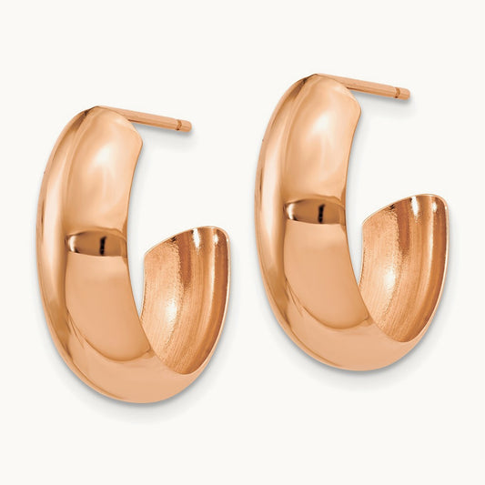 Polished Hoop Earrings, 14K Rose Gold