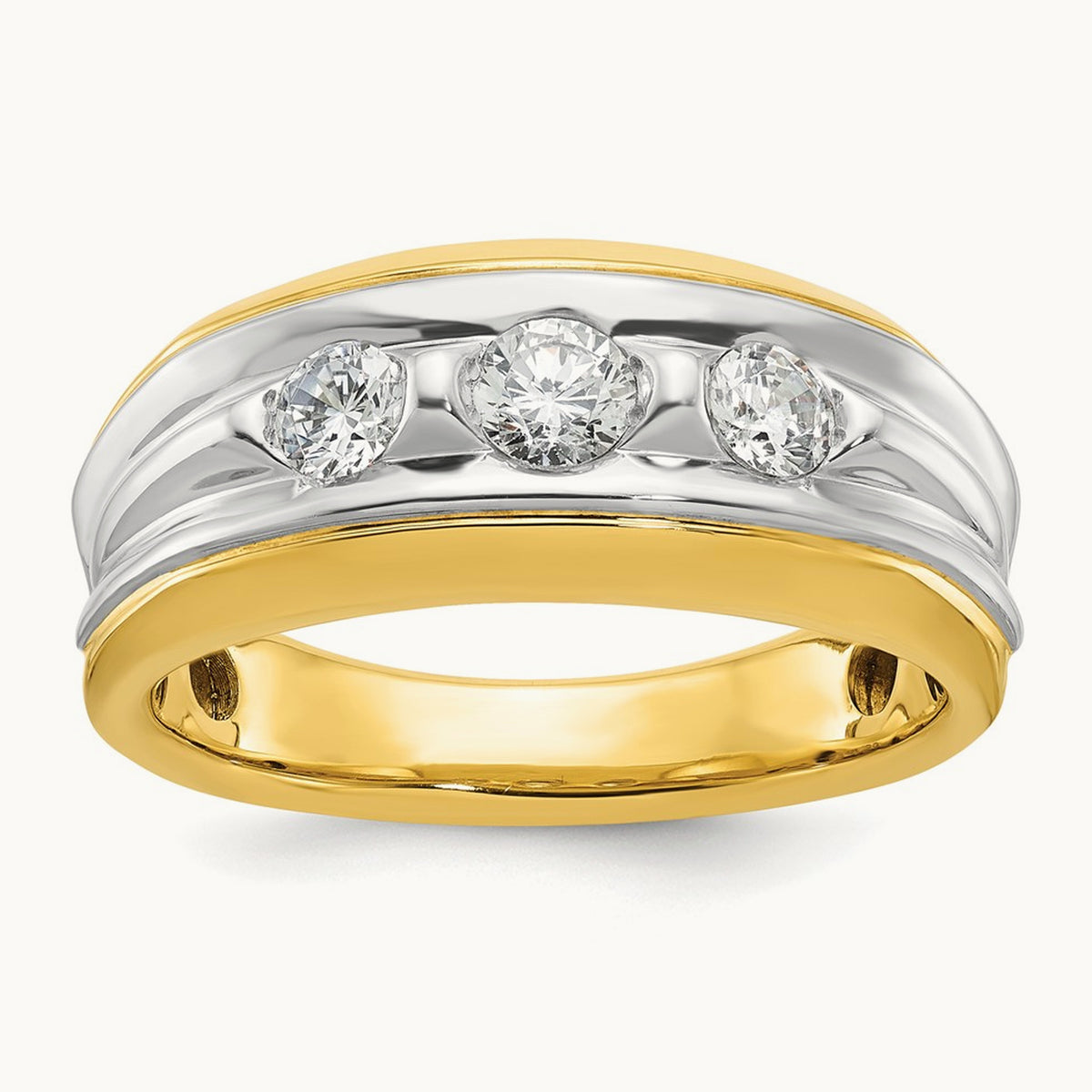 3 Stone Men's Ring, 0.75 ct tw Lab-Grown Diamond