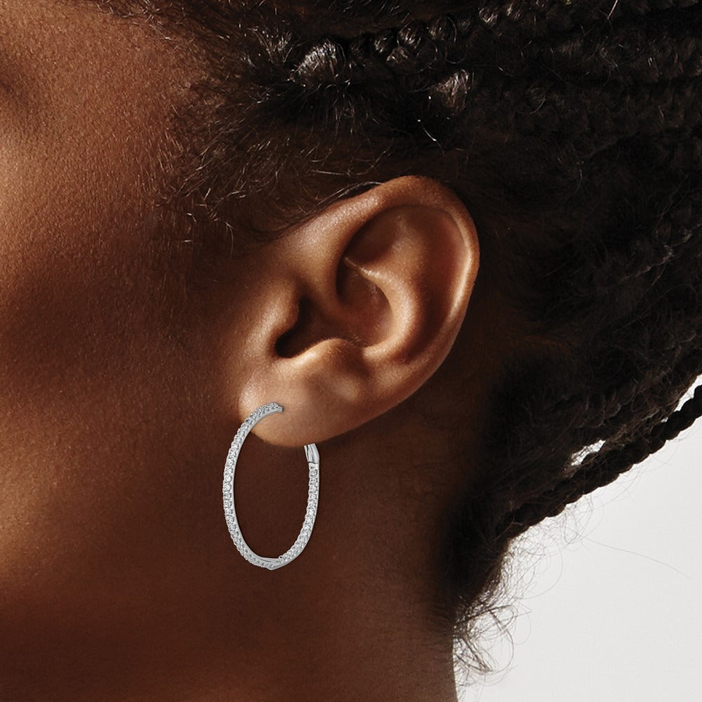 In/Out Hoop Earrings, 0.75-1.00 ct tw Lab-Grown Diamond — 3/4 ct, 14K White Gold