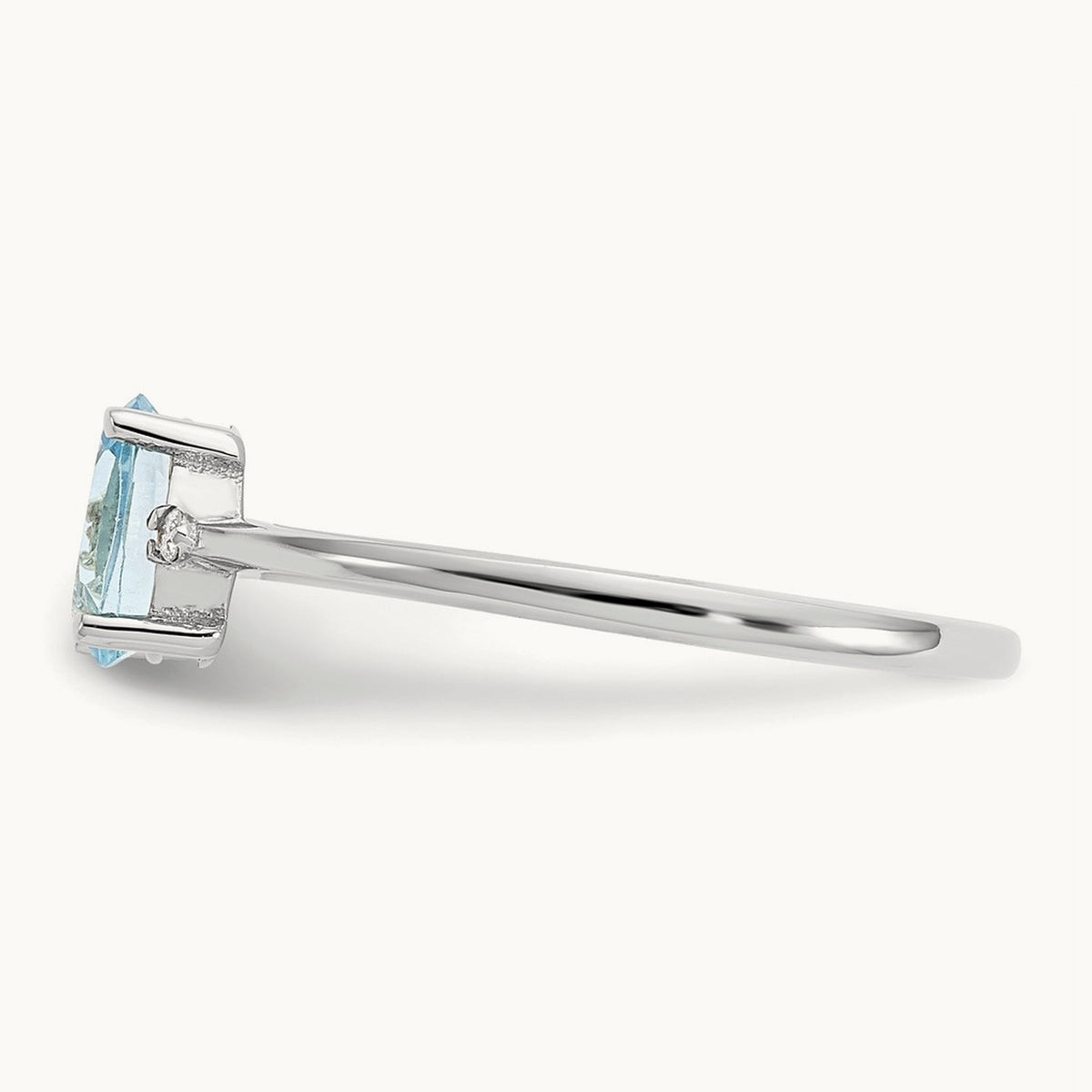 Diamond & Aquamarine Birthstone Ring — 14K White Gold, 6