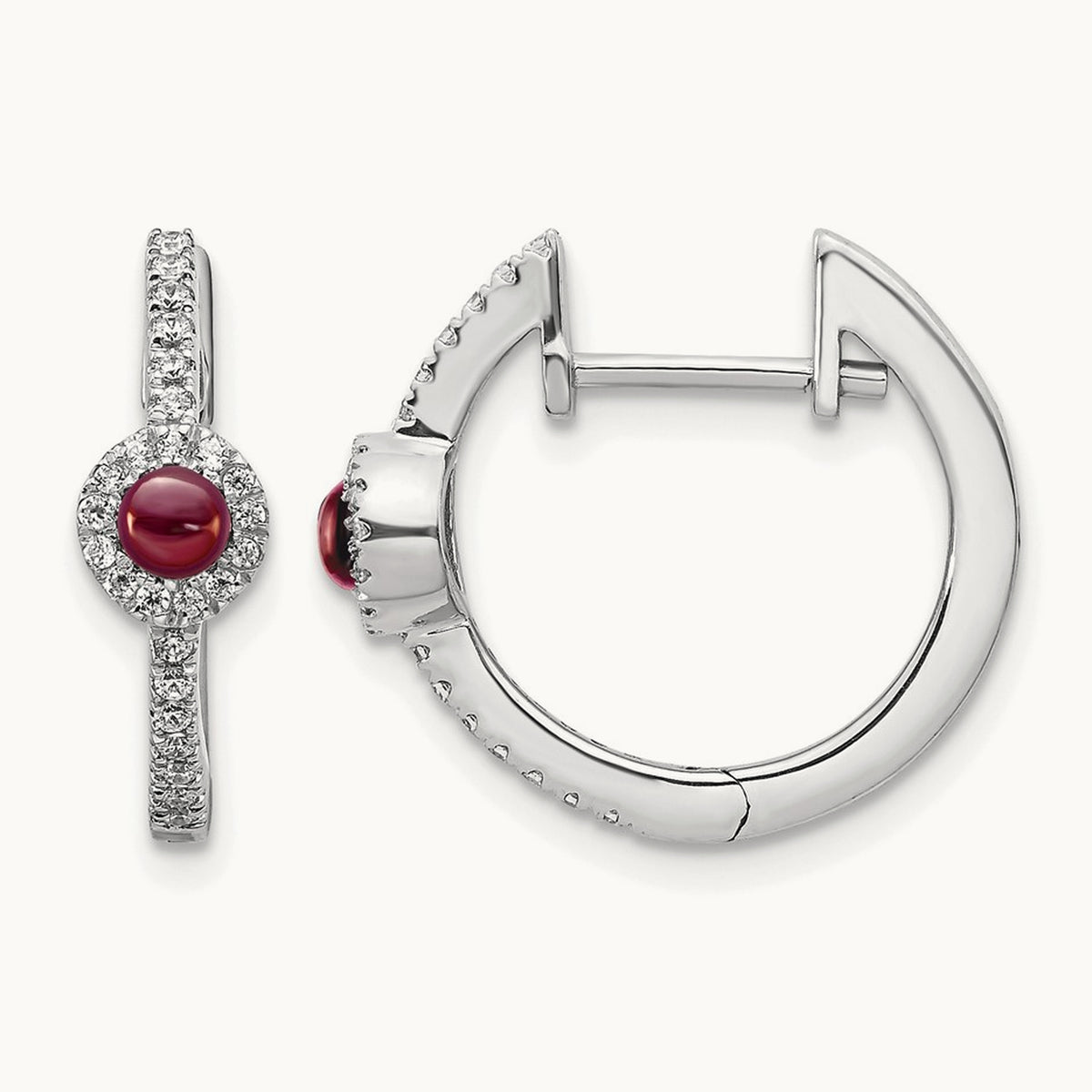 Diamond and Cabochon Garnet Earrings — photo set