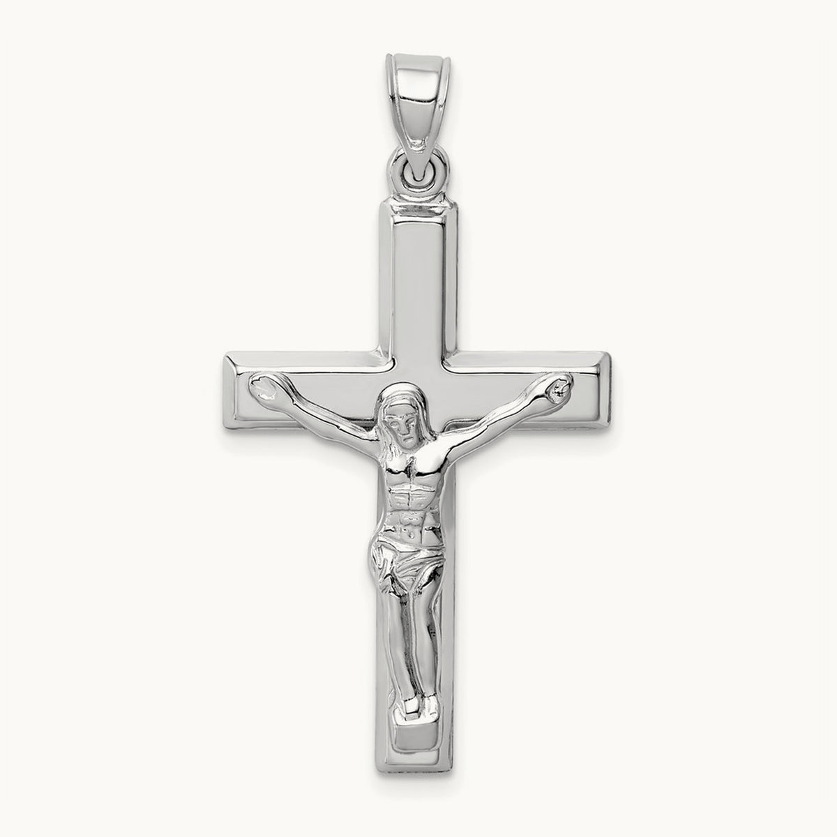Polished Crucifix Pendant, 14K White Gold