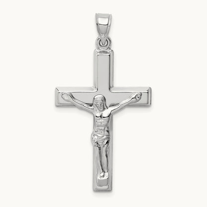 Polished Crucifix Pendant, 14K White Gold