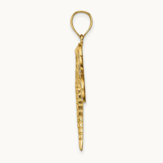 Diamond-cut Dragonfly Pendant — 14K Two-Tone Gold