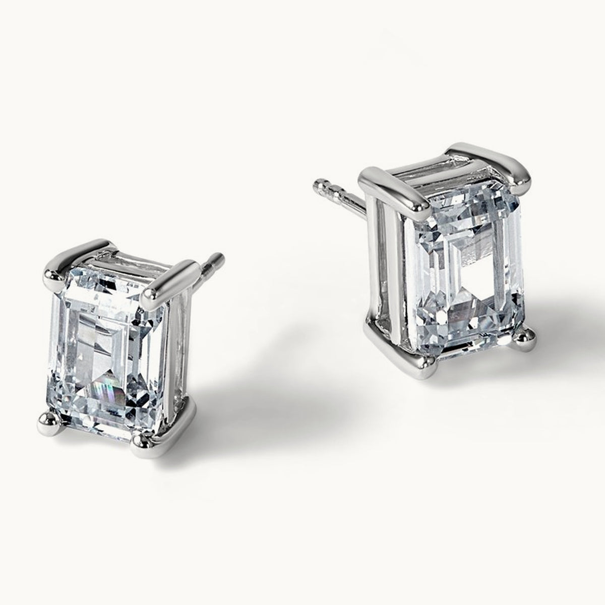 Emerald Four-Prong Stud Earrings, 0.50-6.00 ct tw Lab-Grown Diamond — 3 ct, 14K White Gold