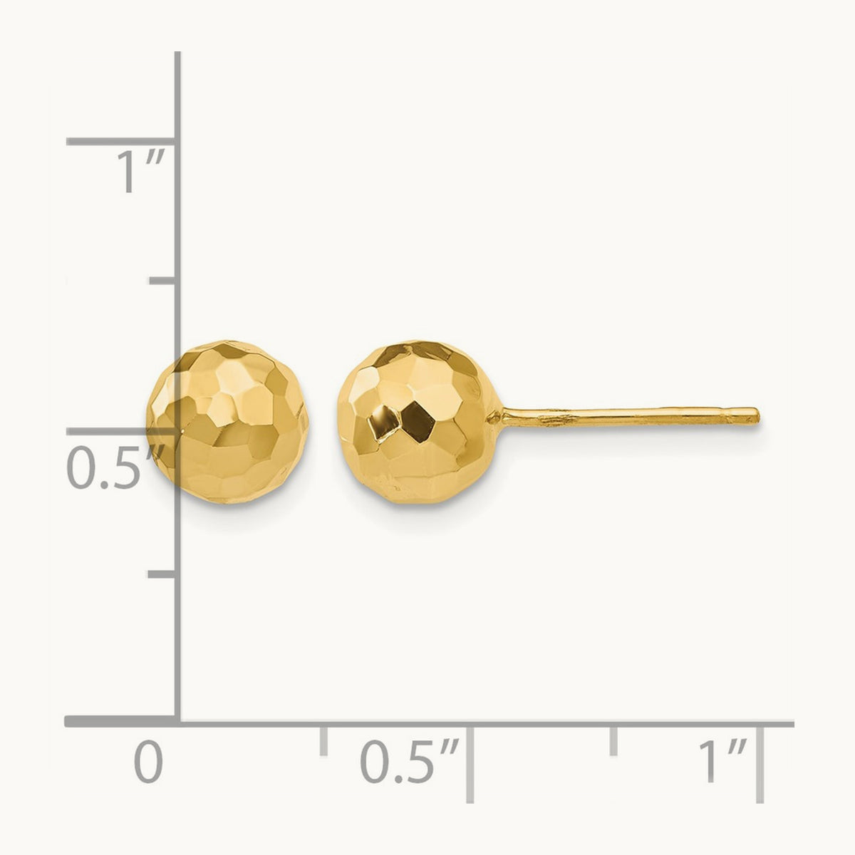 Polished and Diamond Cut Ball Post Earrings — 7mm