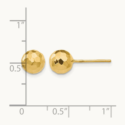 Polished and Diamond Cut Ball Post Earrings — 7mm