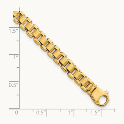 Polished and Brushed 8in Fancy Link Bracelet, 14K