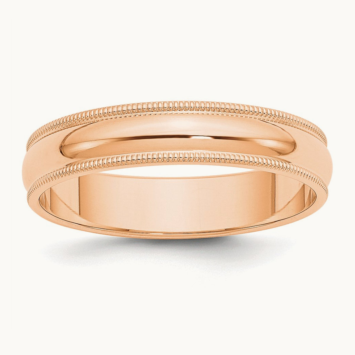 Milgrain Half Round Band, 5mm, 10K Rose Gold