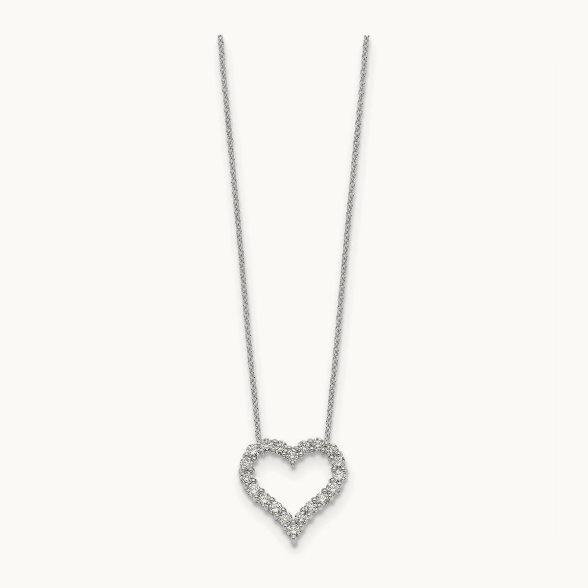 Diamond Heart 18 inch Necklace, 14K White Gold