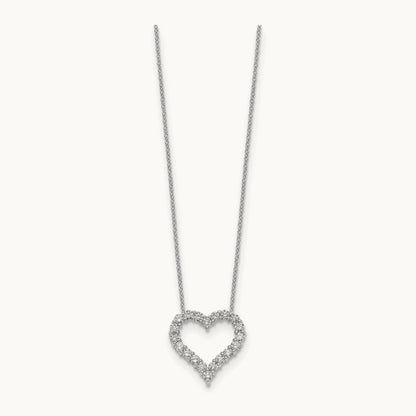 Diamond Heart 18 inch Necklace, 14K White Gold