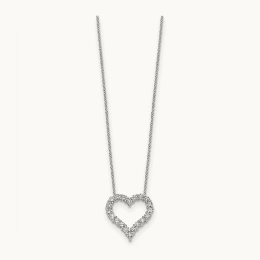 Diamond Heart 18 inch Necklace, 14K White Gold