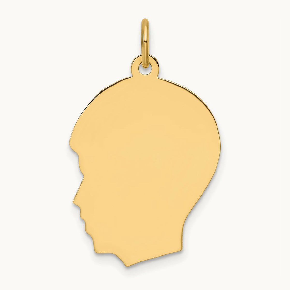 Plain Medium .009 Gauge Facing Left Engravable Boy Head Charm — 27.4mm