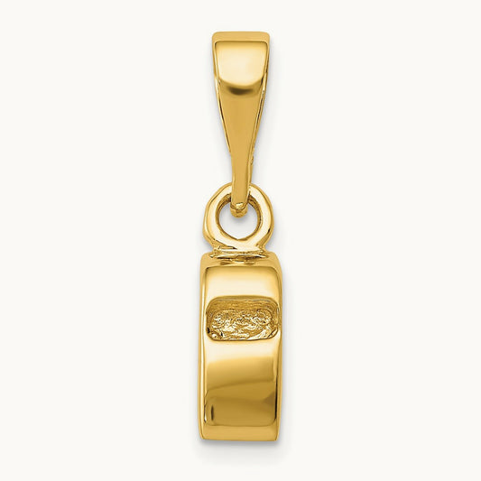 3D Sports Whistle Pendant, 14K