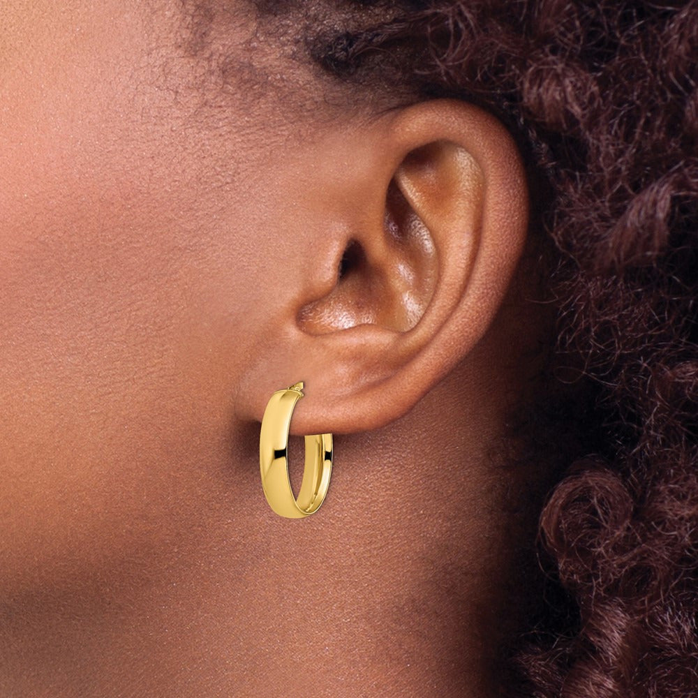 High Polished Oval Hoop Earrings — 14K Yellow Gold