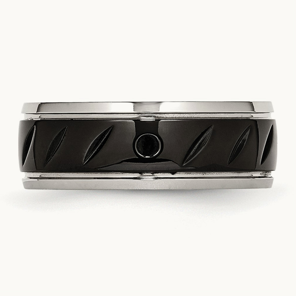 Polished Black IP-plated Grooved Band — photo set