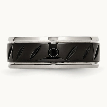 Polished Black IP-plated Grooved Band — photo set